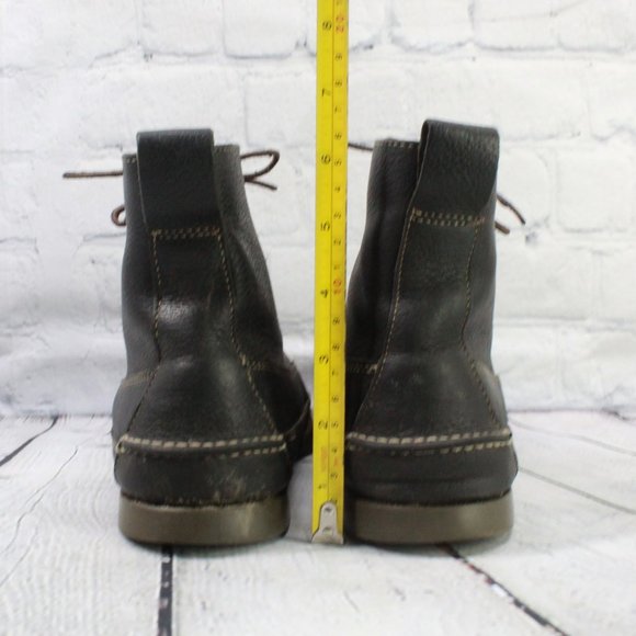 LL Bean Black Leather Lace-up Moc Toe Chukka Boots Size 7.5 M - Picture 7 of 9